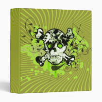 Lime Embellished Skull 3 Ring Binders