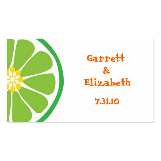 Lime Fiesta Place Cards or Save the Date Inserts Business Card Template (front side)