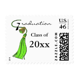 Lime Graduation Tassel And Ring Postage Stamps