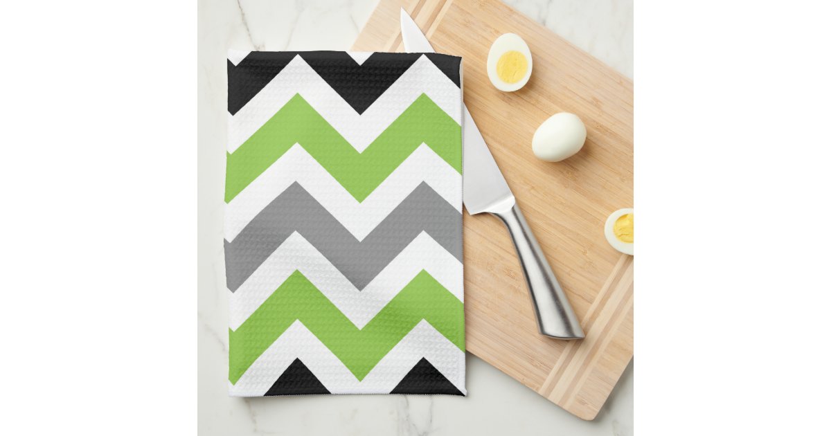 Lime Gray Black White Chevron Kitchen Towels Zazzle