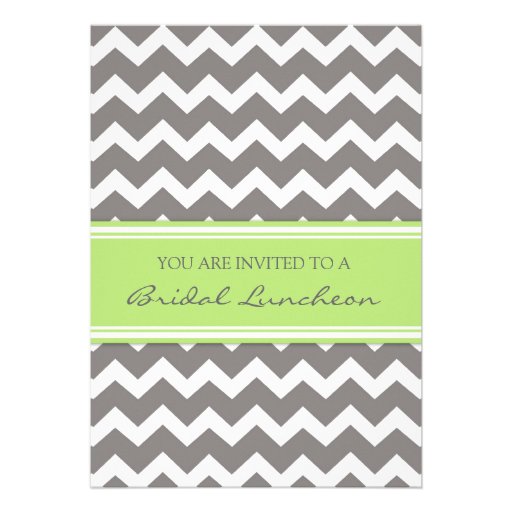 Lime Gray Chevron Bridal Lunch Invitation Cards