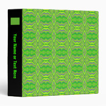 Lime Green 60's Retro Fractal Pattern Binder
