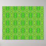Lime Green 60's Retro Fractal Pattern Print