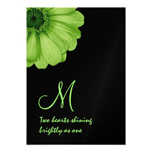 Lime Green and Black Daisies Wedding Template Invitations