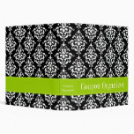 Lime Green and Black Damask Coupon Organizer 3 Ring Binders