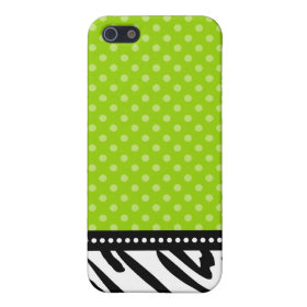 Lime Green and Black Zebra Polka Dot iPhone 5 Case