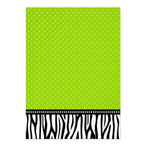 Lime Green and Black Zebra Polka Dot Sweet 16 Custom Invite