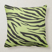 Lime Green and Black Zebra Stripe Throw Pillow