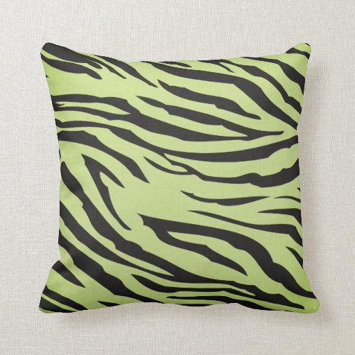 Lime Green and Black Zebra Stripe Throw Pillow Zazzle
