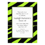 Lime Green and Black Zebra Stripes Sweet 16 Invita Invitations