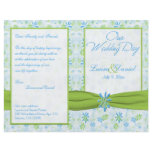Lime Green and Blue Floral Wedding Program flyers