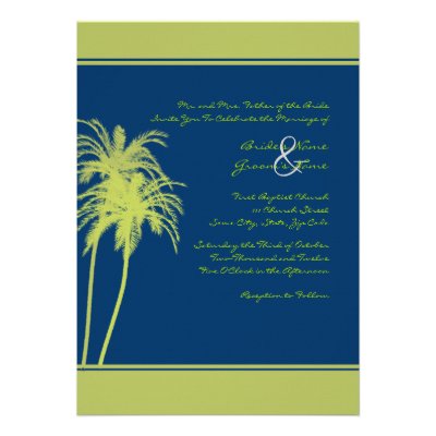 Lime Green and Blue Tropical Palms Invitation