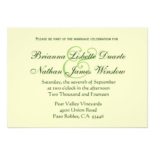 Lime Green and Cream Crosses and Squares Wedding Custom Invitation