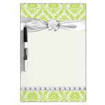 lime green and cream elegant damask pattern Dry-Erase boards