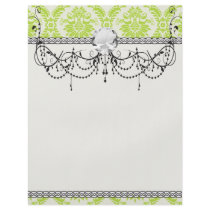 lime green and cream elegant damask pattern flyer