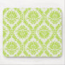 lime green and cream elegant damask pattern mousepad
