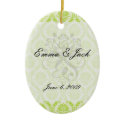 lime green and cream elegant damask pattern