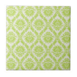 lime green and cream elegant damask pattern ceramic tiles