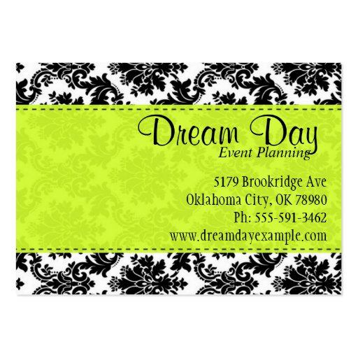 Lime Green and Damask Business Card Templates