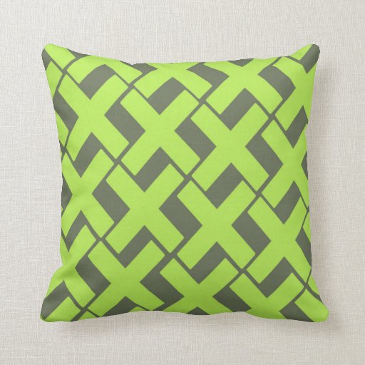 Lime Green and Gray Xs Throw Pillow Zazzle