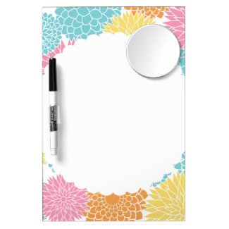 Lime Green and Hot Pink Summer Flowers Dry Erase Board