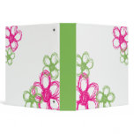 Lime Green and Hot Pink Wild Flowers 3 Ring Binders