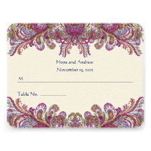 Lime Green and Raspberry Damask Wedding Place Card Personalized Announcement