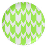 Lime Green and White Chevron Pattern. plates