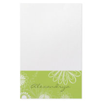 Lime Green and White Floral Notepad stationery by sharpattack Lime Green and White Floral Notepad stationery