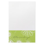 Lime Green and White Floral Notepad Custom Stationery