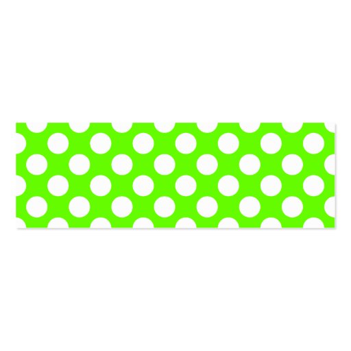 Lime Green and White Polka Dots Business Card Templates (front side)