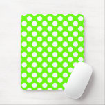 Lime Green and White Polka Dots Mouse Pads
