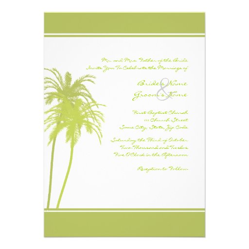Lime Green and White Tropical Palms Invitation