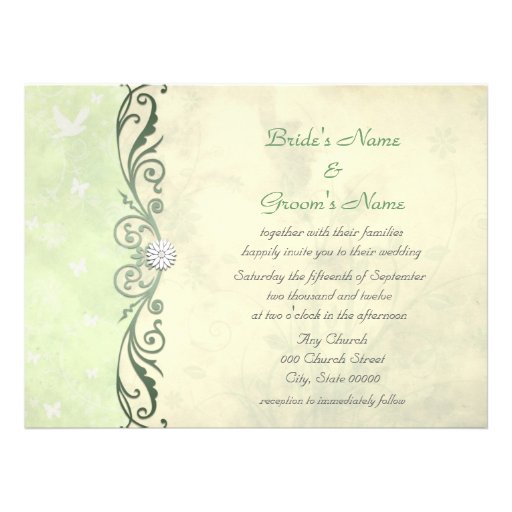 Lime Green and Yellow Floral Spring Wedding Custom Invitation