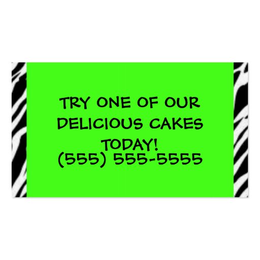 Lime Green and Zebra Print Business Card (back side)
