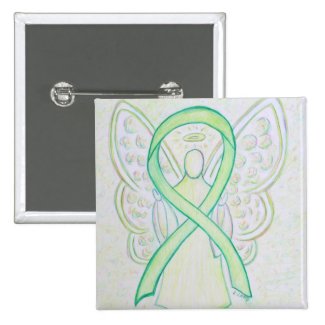 Lime Green Angel Awareness Ribbon Art Lapel Pin