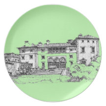 lime green architecture party plate