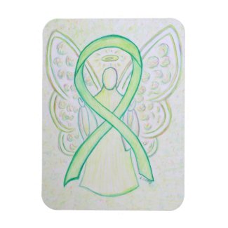 Lime Green Awareness Ribbon Angel Art Magnets