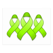 Lime Green Awareness Ribbon Trio Postcard postcards