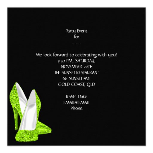 Lime green Bachelorette Party Shoes Corset Personalized Announcements
