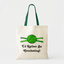 Lime Green Ball of Yarn & Crochet Hooks Bag