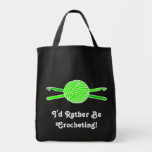 Lime Green Ball of Yarn & Crochet Hooks Bags