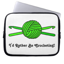 Lime Green Ball of Yarn & Crochet Hooks Computer Sleeve