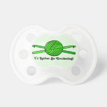 Lime Green Ball of Yarn & Crochet Hooks -Version 2 Baby Pacifier