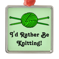 Lime Green Ball of Yarn & Knitting Needles Christmas Ornament