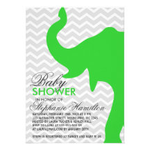 Lime green big elephant baby shower custom announcement