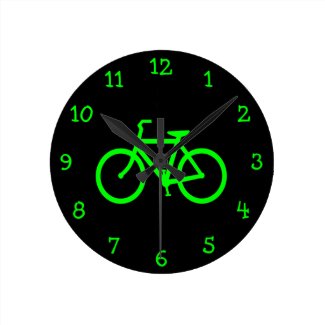 Lime Green Bike Round Clock