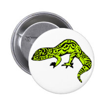 Lime Green & Black Gecko Button
