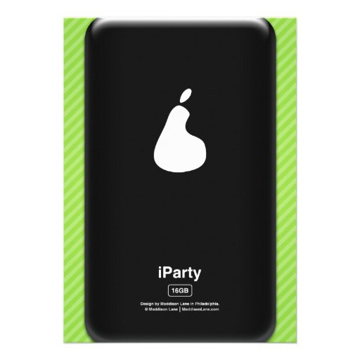 Lime Green/Black Smart Phone iParty Birthday Party Personalized Invites