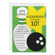 Lime Green Bowling Bash Bowling Birthday Party Announcement